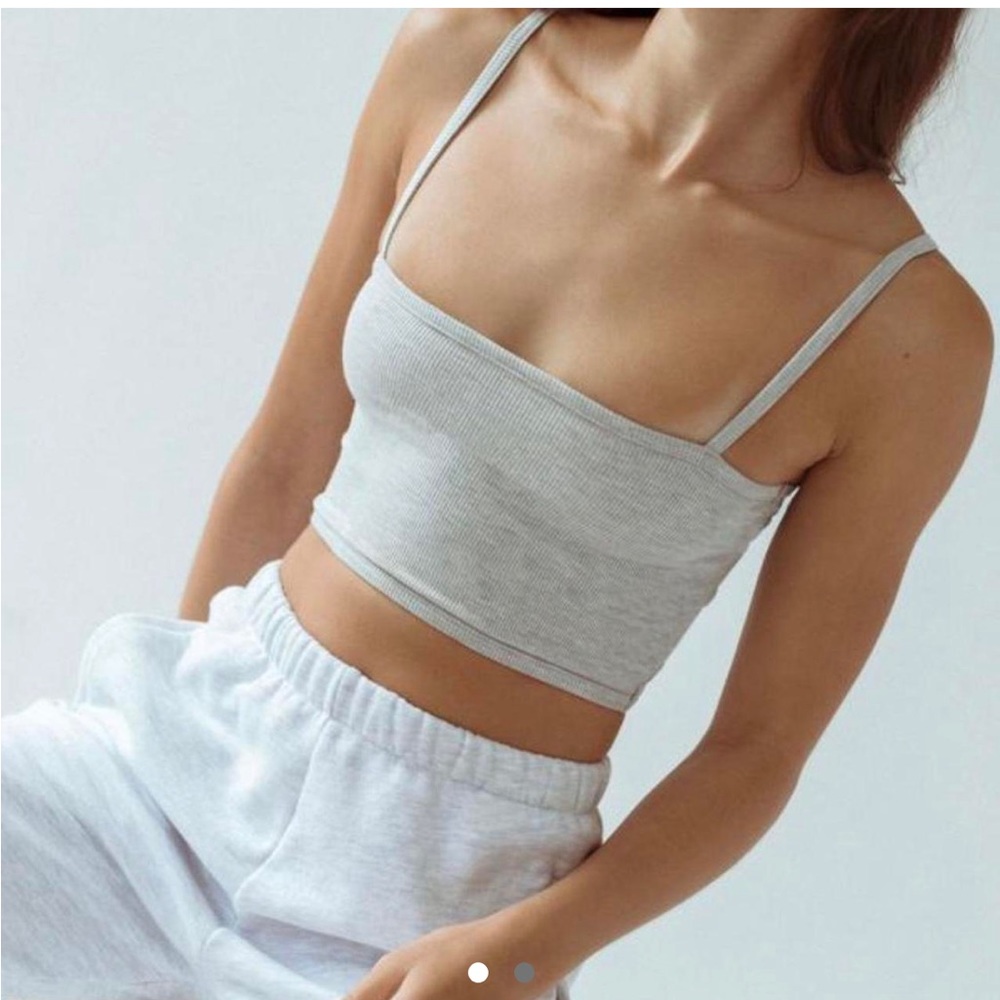 Joah Brown Pearl Rib Crop Cami